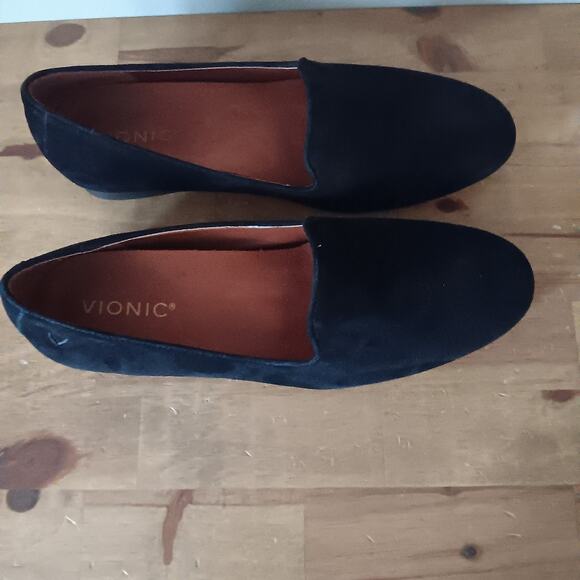 Vionic Willa Flats Womens 8 W Black Suede Loafers Comfort Casual - Picture 3 of 11